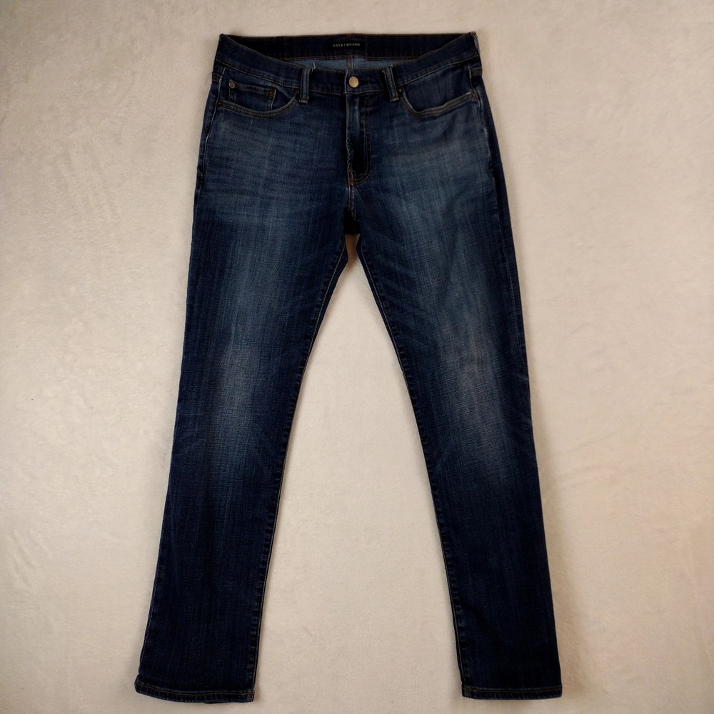 Lucky Brand 121 Slim Straight Jeans Mens 31x32 Dark Wash Coolmax Stretch Denim